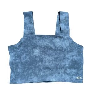 Alo Yoga Tank‎ Top Crop Top Wide Strap Activewear Athleisure Blue Gray Small